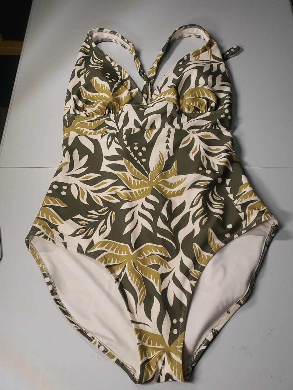 One Piece Palm Leaf Womens Swim Suite